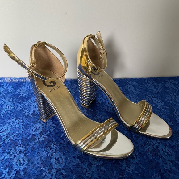 Guess Shoes - G by GUESS Gold and Silver Shaker Sandals, Size 10